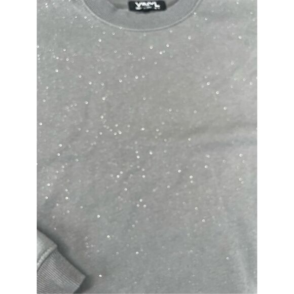 Vinyl Icons Sweatshirt Women M Gray‎ Glitter Cropped Top Minimalist Loungewear - Picture 2 of 8
